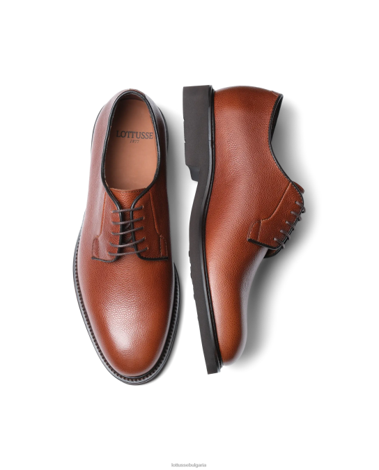 кафяво Lottusse мъже baltimore embossy grain calf derby F64VD152